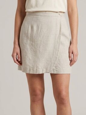 Vintage David Findlay Linen Wrap Boho Summer A-Line Mini Skirt Women’s Size 6